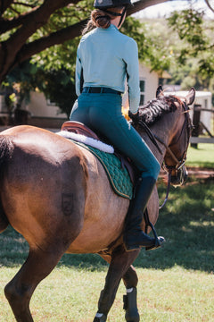 Equestrian sun shirt with black mesh under arms for increased airflow