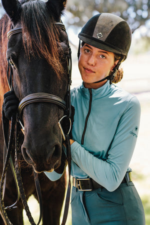 Equestrian sun shirt in a light Tiffany teal color